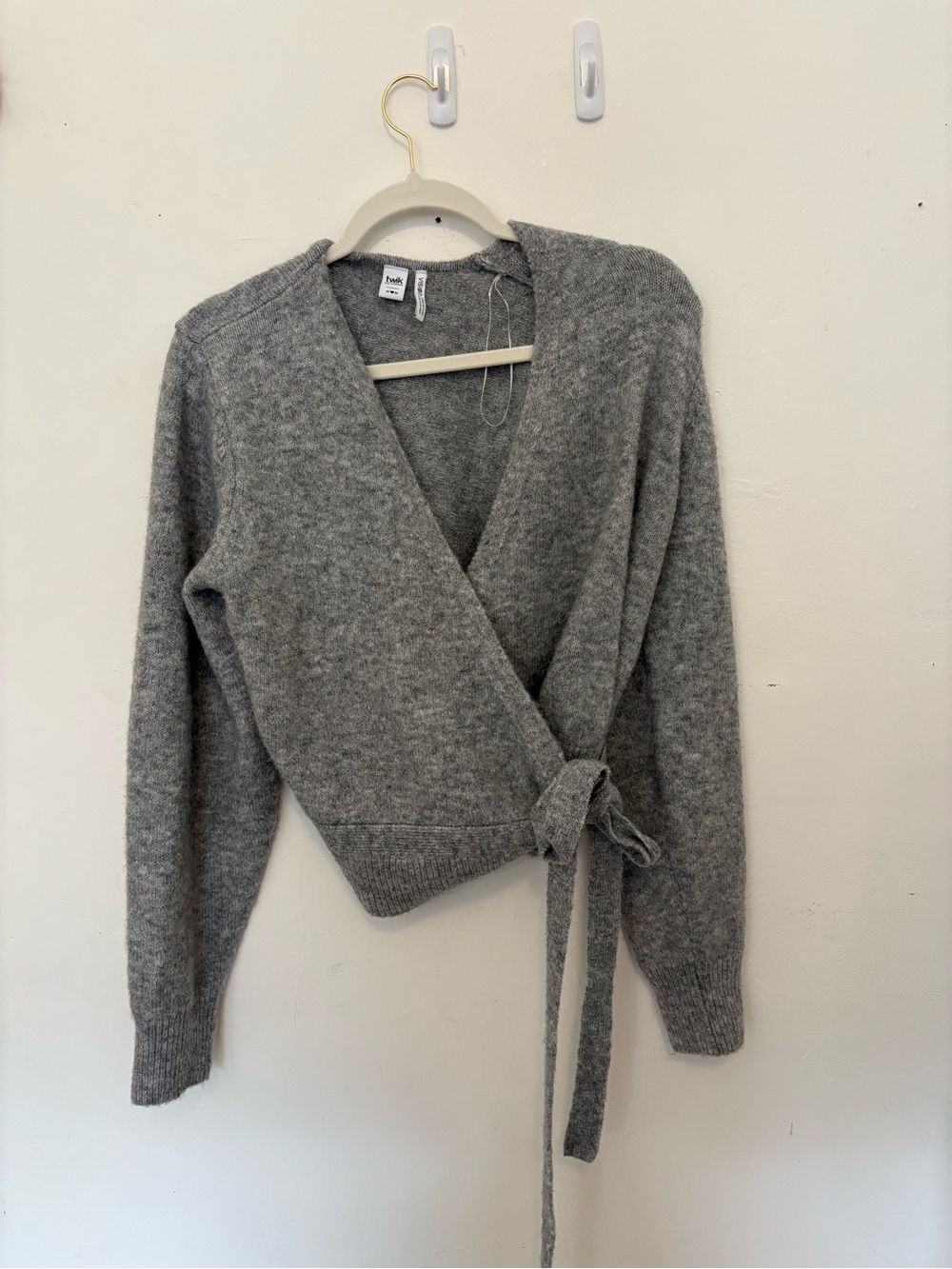 Simons Heather Gray Wrap Sweater with Side Tie
